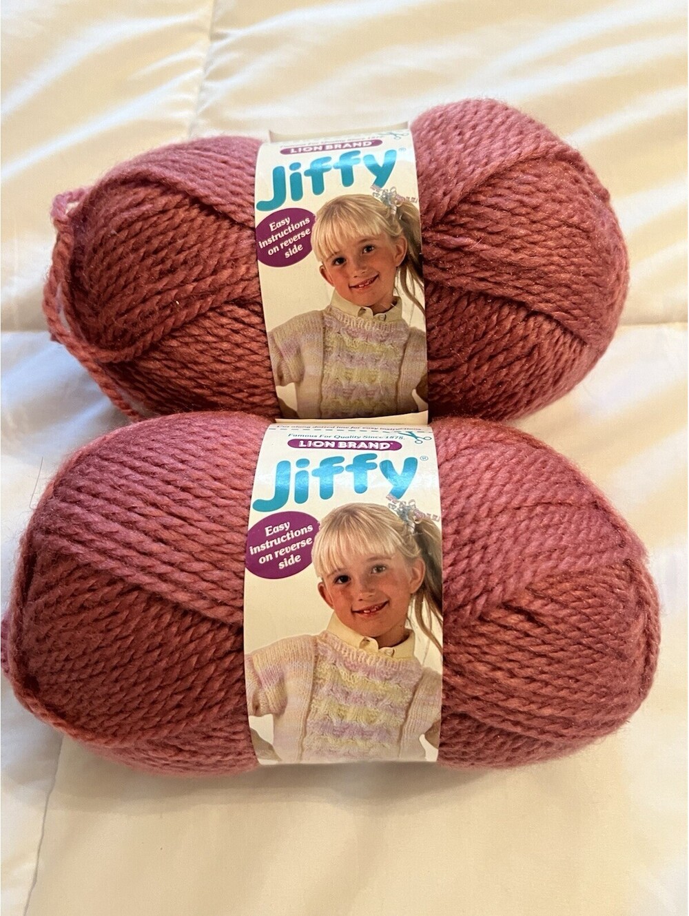 NEW  2 Lion Brand Yarn Jiffy Mohair Look  Dusty Rose Monsanto Acrylic Lot 705